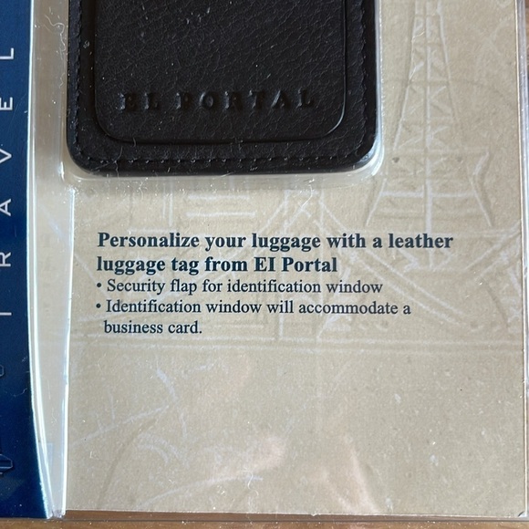 NIB El Portal Black Leather Luggage Tag - Picture 4 of 4